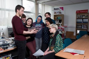 MSc Publishing students working in our Publishing Lab.