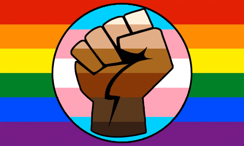 LGBTQIA+ Flag Showing BLM Fist. 