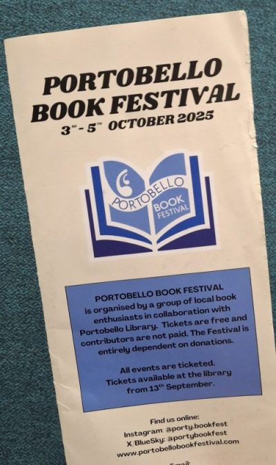 Leaflet reads: Portobello Book Festival. 3rd-5th October
